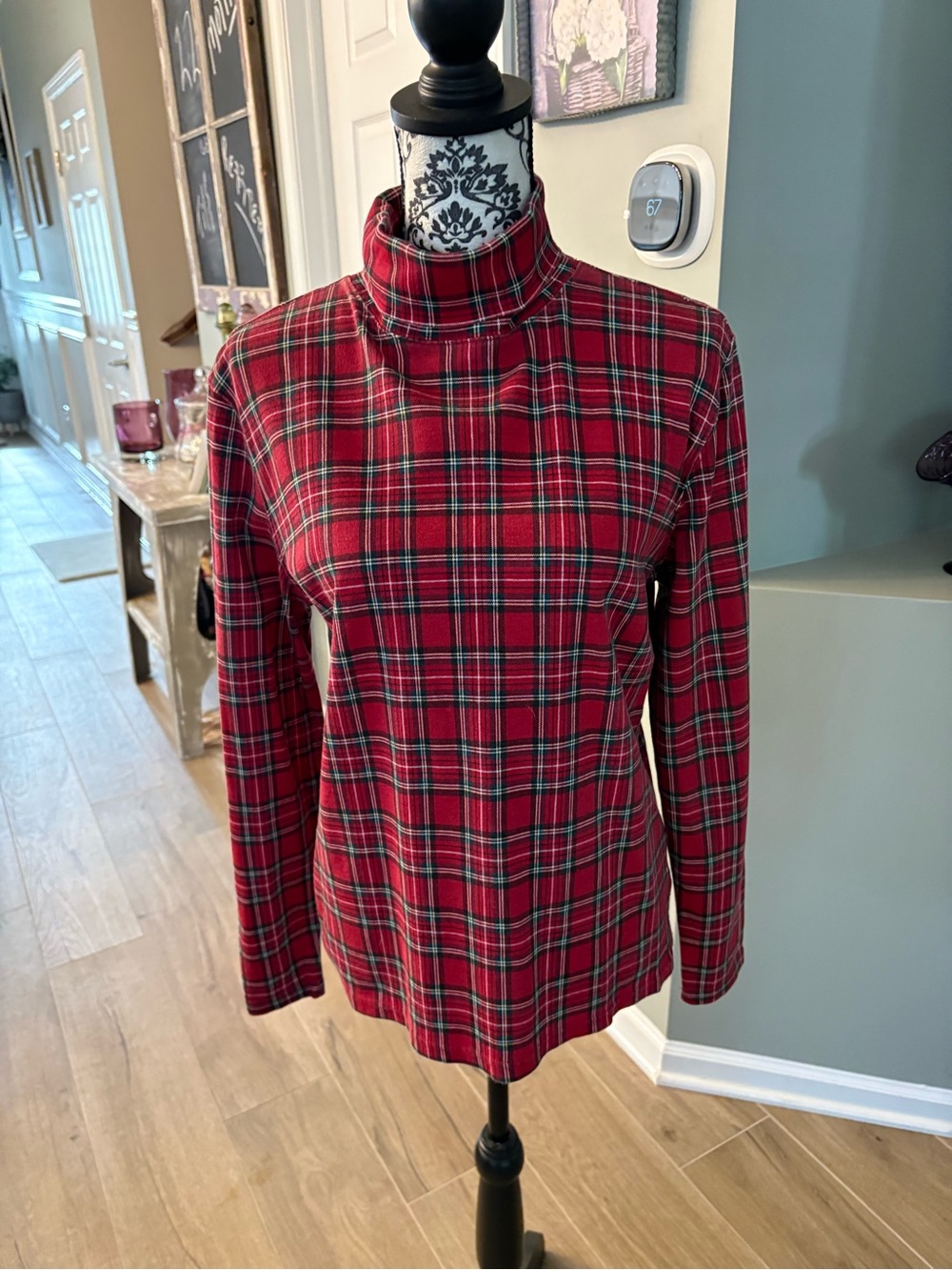 Turtleneck Plaid Women’s top - Red and black